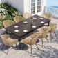 Sophia & William 9 Pieces Outdoor Patio Dining Set, 83" Rectangle Metal Dining Table and Wicker Rattan Chairs Set for 8, Black Placer Gold