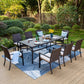 Sophia & William 9-Piece Outdoor Patio Dining Set Metal Table and Rattan Chairs Set for 8, Black & Beige