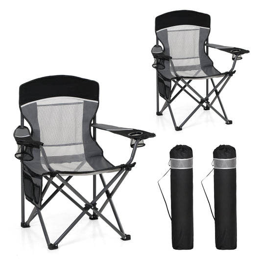 Sophia & William 2 Pack Oversized Camping Chair Portable Mesh Folding Chair with Cup Holder Supports Up to 450Lbs for Outdoor, Fishing, Beach, Backyard， Red