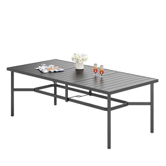 Sophia & William 39" x 83" Steel Outdoor Patio Dining Table for 8, Black