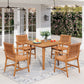 Sophia & William 5 Pieces Acacia Wood Outdoor Patio Dining Set Natural Wood Table and Rattan Chairs for Lawn, Garden, Backyard