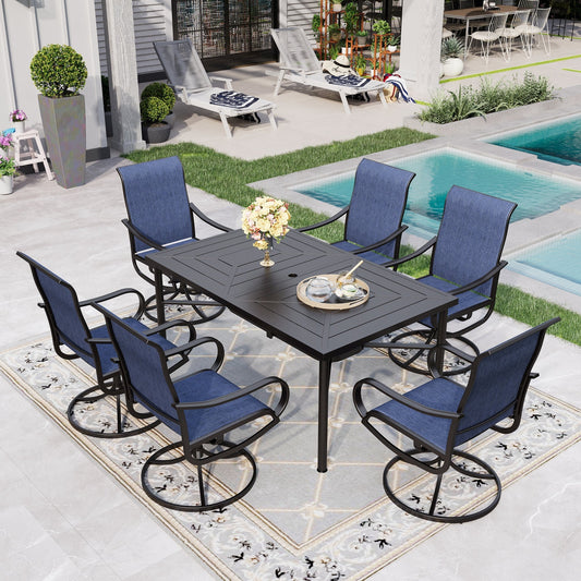 Sophia & William 7 Piece Outdoor Patio Dining Set Textilene Chairs and Table Furniture Set