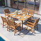 Sophia & William 7 Pieces Acacia Wood Outdoor Patio Dining Set Wicker Rattan Chairs and Rectangle Table Furniture Set for Lawn, Garden, Backyard