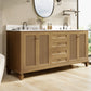Sophia & William 72" Bathroom Vanity with Double Sink Freestanding Wood Bathroom Cabinet Vanity with 2 Adjustable Shlves, 1 Tip-out Drawers and 3 Pull-out Drawers, Light Oak