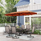 Sophia & William 8-Piece Outdoor Patio Dining Set with 13 ft Orange Red Umbrella, Rectangle Table & Textilene Chairs for 6