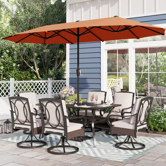 Sophia & William 8 Piece Modern Outdoor Dining Table Set, Orange/Red