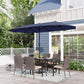 Sophia & William 8-Piece Outdoor Patio Set with 13 ft Umbrella, Rattan Chairs & Rectangle Table for 6, Navy Umbrella