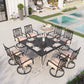 Sophia & William 9 Piece Outdoor Metal Patio Dining Set 60" Square Table and Cushioned Swivel Chairs Furniture Set