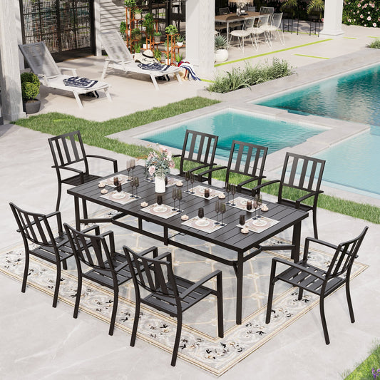 Sophia & William 9 Piece Patio Dining Set Outdoor Metal Furniture Set
