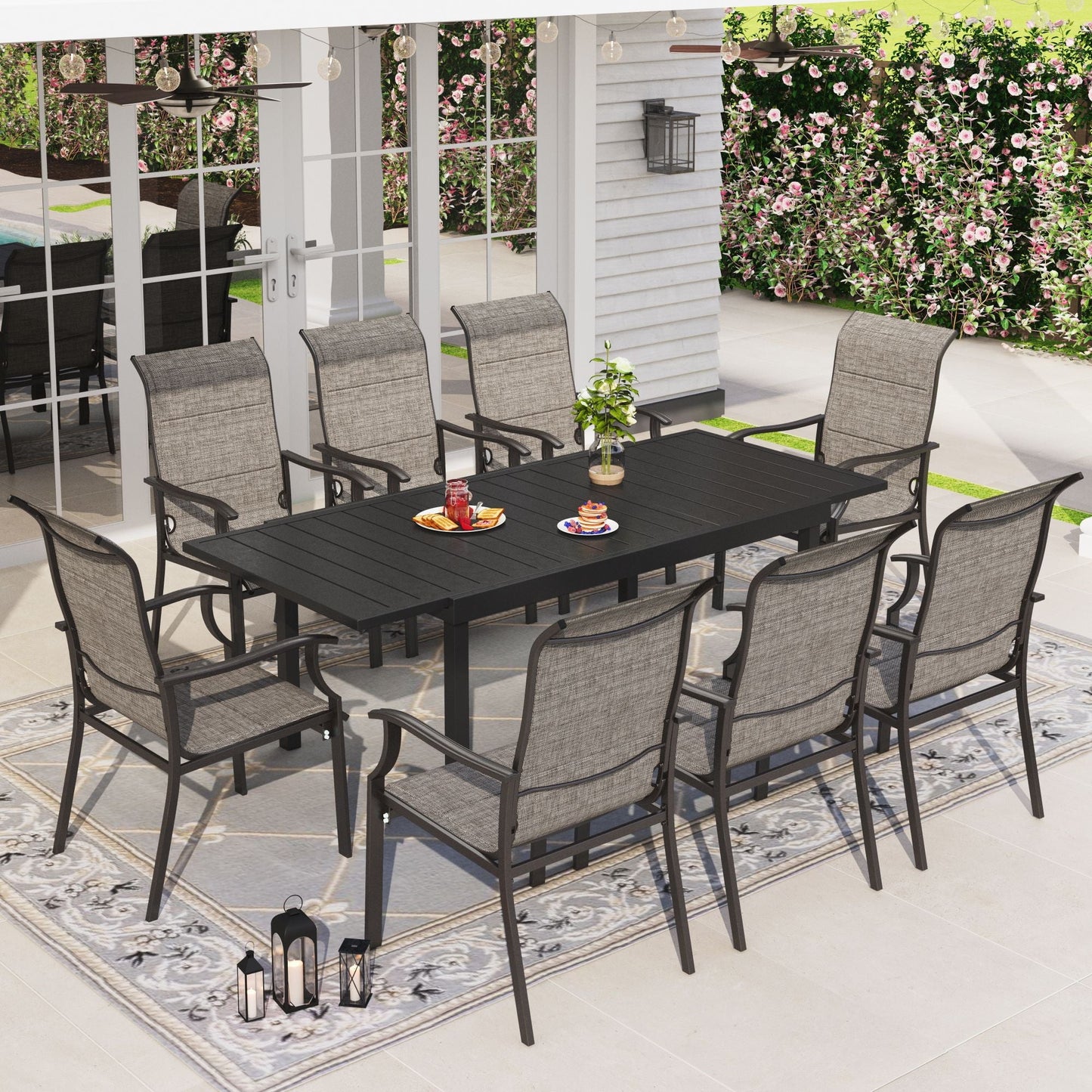 Sophia & William 9 Pieces Metal Patio Dining Set for 8 People Outdoor Chairs Table Set