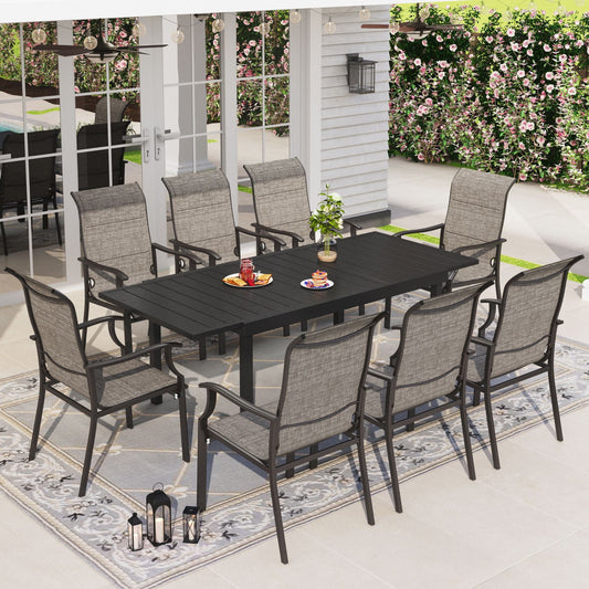 Sophia & William 9 Pieces Metal Patio Dining Set for 8 People Outdoor Chairs Table Set