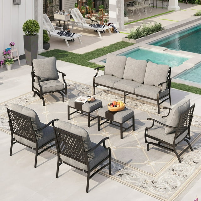 Sophia&William 9 Seat Patio Conversation Set Outdoor Sofa Furniture Set with Ottomans, Gray
