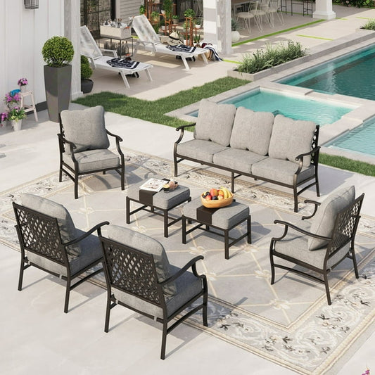 Sophia&William 9 Seat Patio Conversation Set Outdoor Sofa Furniture Set with Ottomans, Gray