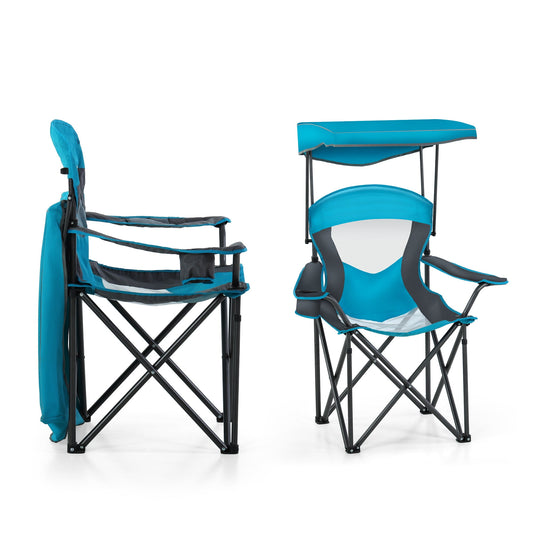 Sophia & William Oversized Camping Chair Outdoor Portable Folding Chair Heavy-Duty Steel Frame Support 350 Lbs, 2 Pack, Blue