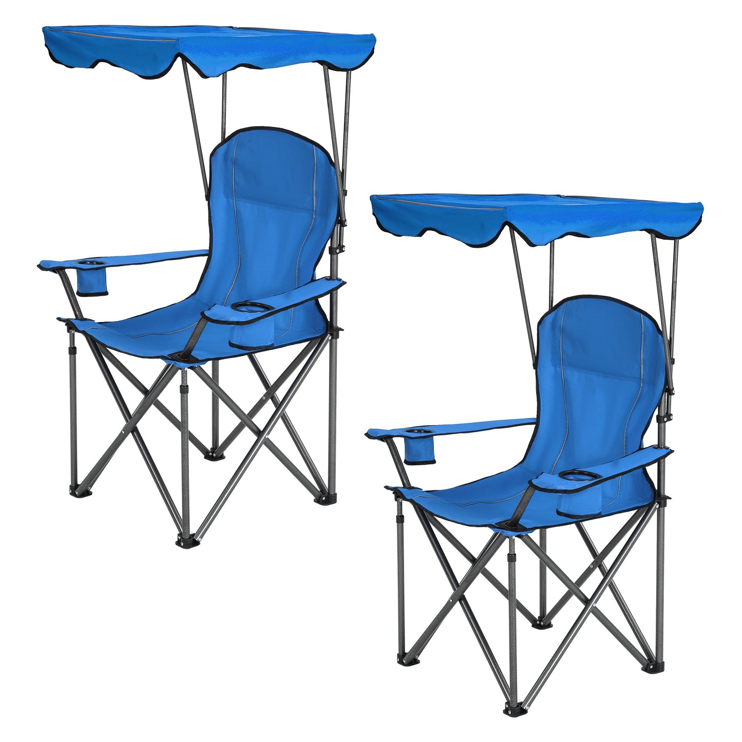 Sophia & William Oversized Camping Chair Outdoor Portable Folding Chair Heavy-Duty Steel Frame Support 350 Lbs, Blue