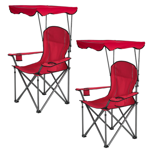 Sophia & William Foldable Canopy Chair Portable Camping Lounge Chair Outdoor Sunshade Canopy Chair with Cup Holder, 2 Pack, Light Blue