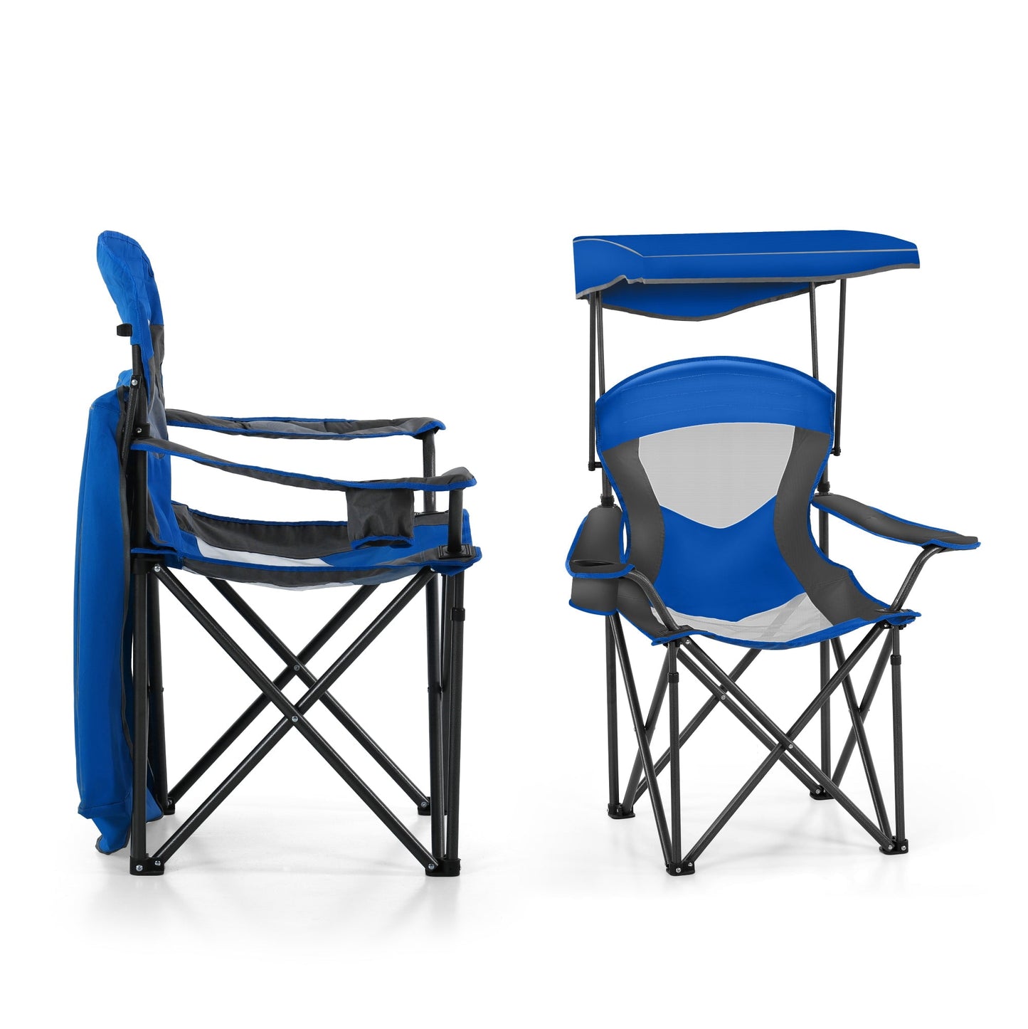 Sophia & William Foldable Canopy Chair Portable Camping Lounge Chair Outdoor Sunshade Canopy Chair with Cup Holder, Blue