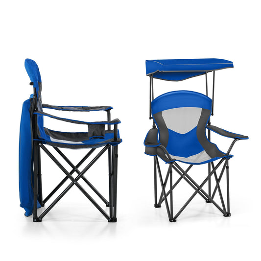 Sophia & William Foldable Canopy Chair Portable Camping Lounge Chair Outdoor Sunshade Canopy Chair with Cup Holder, Blue
