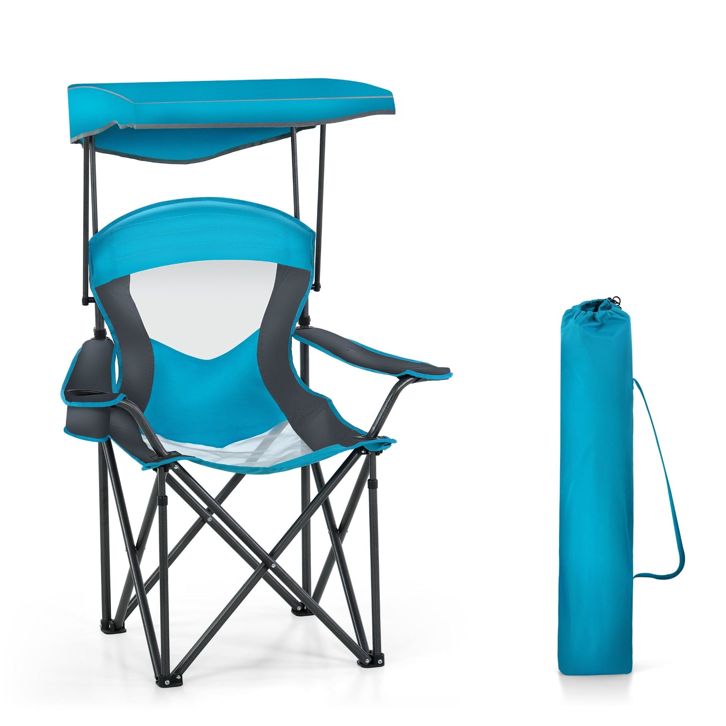 Sophia & William Foldable Canopy Chair Portable Camping Lounge Chair Outdoor Sunshade Canopy Chair with Cup Holder,2 Pack, Blue