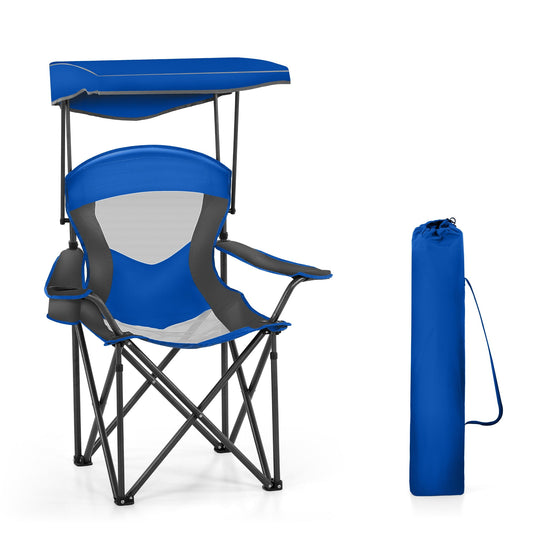 Sophia & William Foldable Canopy Chair Portable Camping Lounge Chair Outdoor Sunshade Canopy Chair with Cup Holder, 2 Pack, Enamel Blue