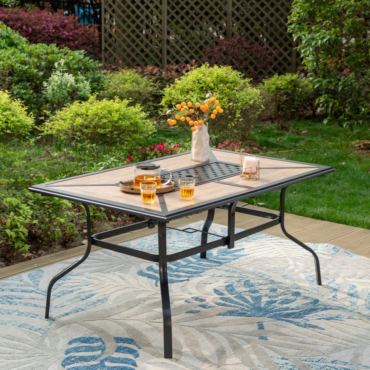 Sophia & William Outdoor Metal Rectangular Dining Table for 6 Chairs