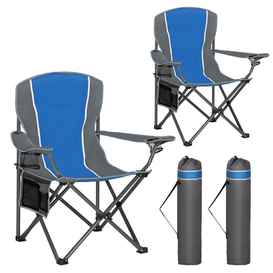 Sophia & William Oversized Camping Chair Outdoor Portable Folding Chair Heavy-Duty Steel Frame Support 350 Lbs, 2 Pack, Gray