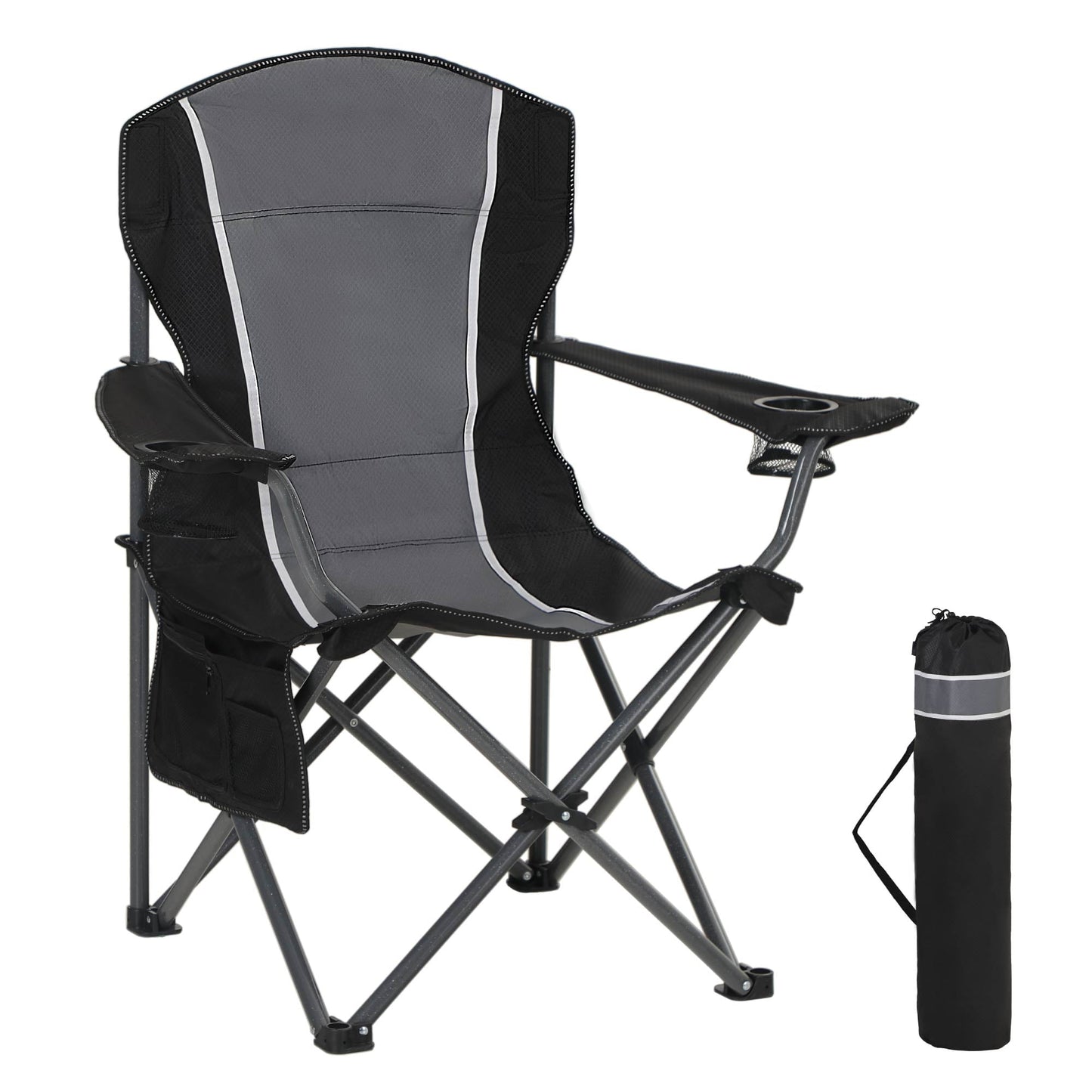 Sophia & William 2 Pack Oversized Camping Chair Portable Mesh Folding Chair with Cup Holder Supports Up to 450Lbs for Outdoor, Fishing, Beach, Backyard£¬ Black