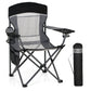 Sophia & William Oversized Camping Chair Portable Mesh Folding Chair with Cup Holder Supports Up to 450Lbs for Outdoor, Fishing, Beach, Backyard， Black