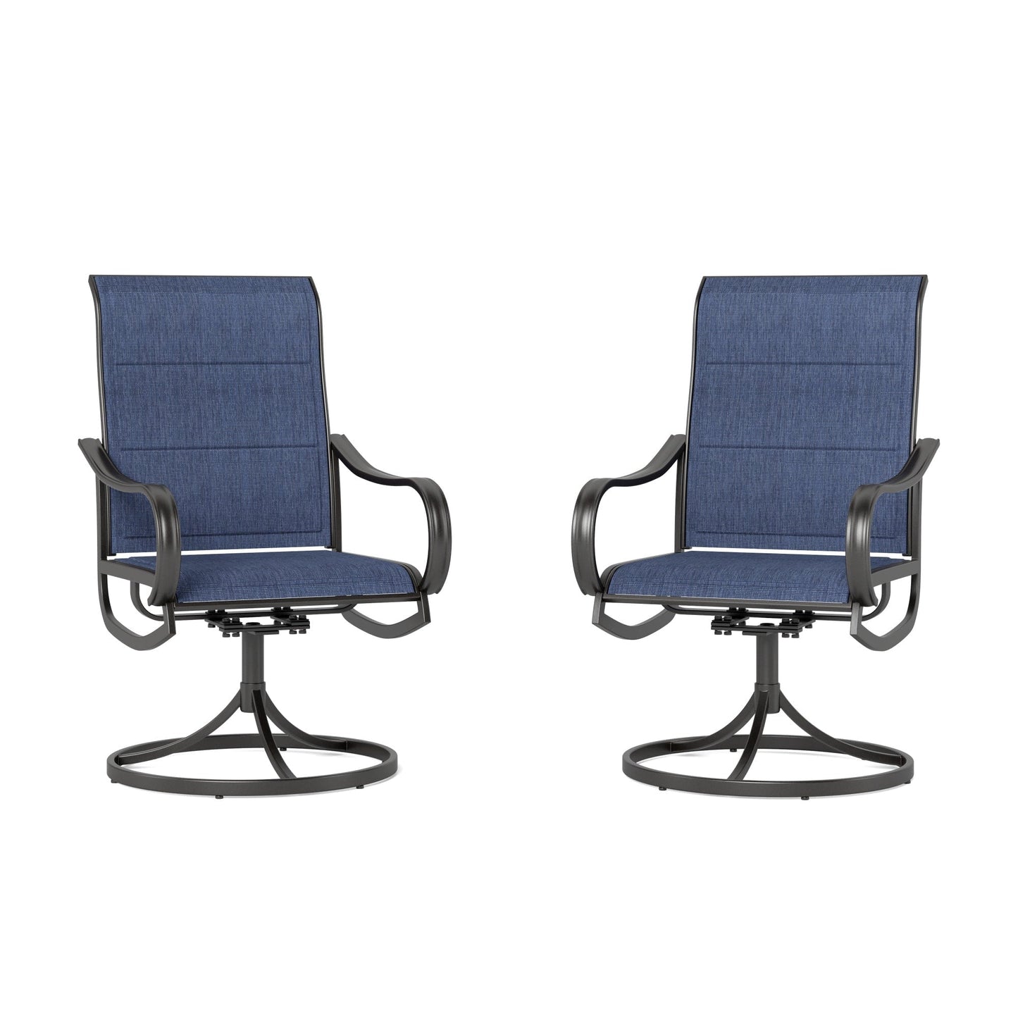 Sophia & William Patio Dining Swivel Chairs Outdoor Padded Textilene Chairs Set of 2, Blue