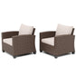 Sophia & William Wicker Patio Chairs Set of 2 With Beige Cushions
