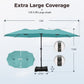 Alpha Joy 15ft Outdoor Patio Umbrella Extra-Large Double-Sided Garden Umbrella with Crank Handle and Base - Turquoise