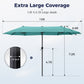 Alpha Joy 13x6.5ft Double-Sided Extra Large Outdoor Patio Market Rectangle Umbrella with Crank Handle, Turquoise