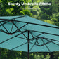 Alpha Joy 15ft Outdoor Patio Umbrella Extra-Large Double-Sided Garden Umbrella with Crank Handle and Base - Turquoise
