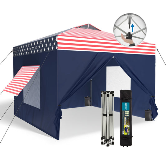 10'x 10'ft Pop Up 3 Height Adjustable Canopy Tent with 4 Side Walls