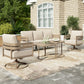 Sophia & William 5 Seat Patio Outdoor Furniture Set Wooden-like Streamlined Conversation Set with Swivel Chairs & Combined Coffee Table, Beige