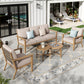 Sophia & William 5 Seat Patio Outdoor Furniture Set Wooden-like Conversation Set with Chairs & Coffee Table, Beige