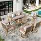 Sophia & William 7 Seat Patio Outdoor Furniture Set Wooden-like Conversation Set with Chairs & Detachable Coffee Table, Beige