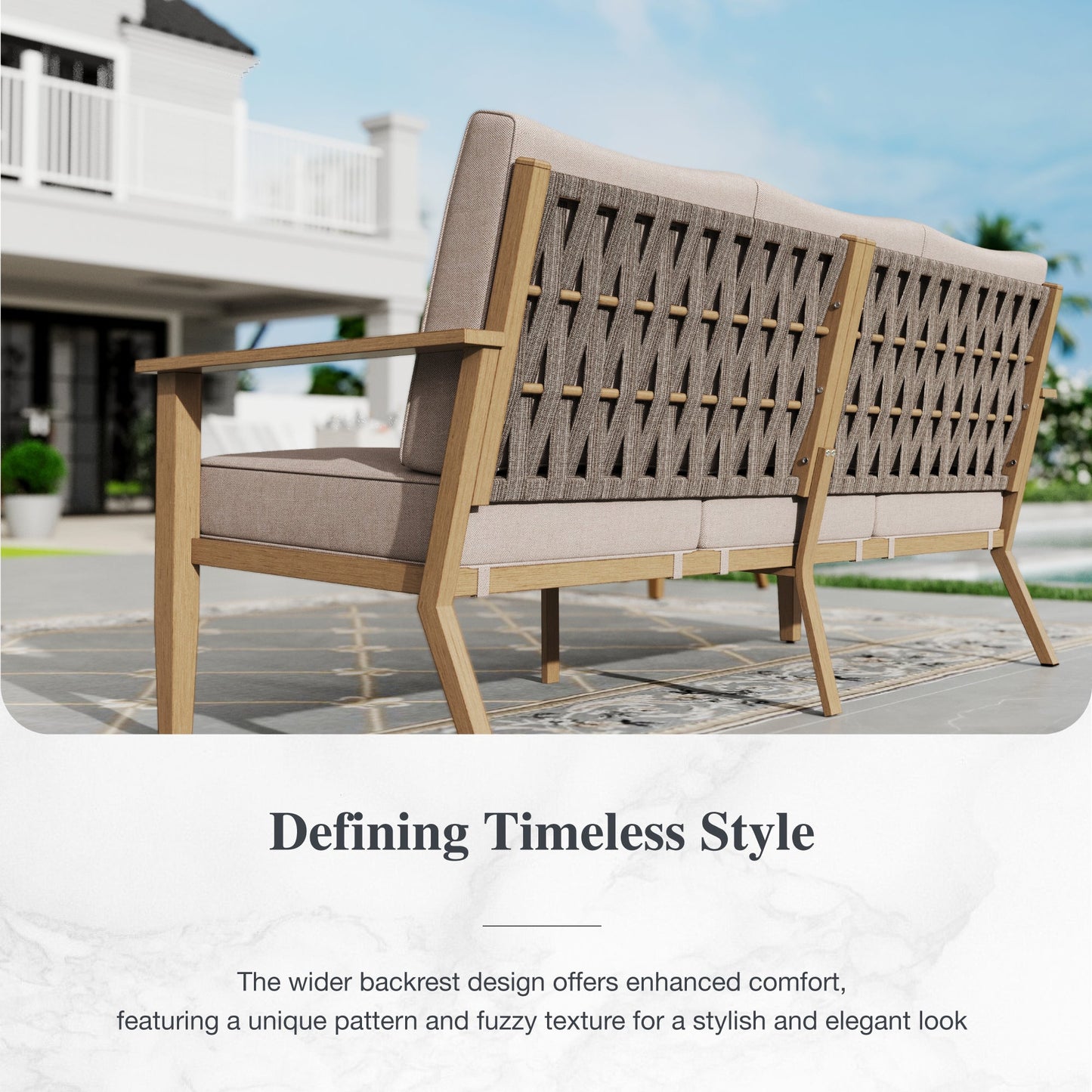 Sophia & William 5 Seat Patio Outdoor Furniture Set Wooden-like Conversation Set with Swivel Chairs & Coffee Table, Beige