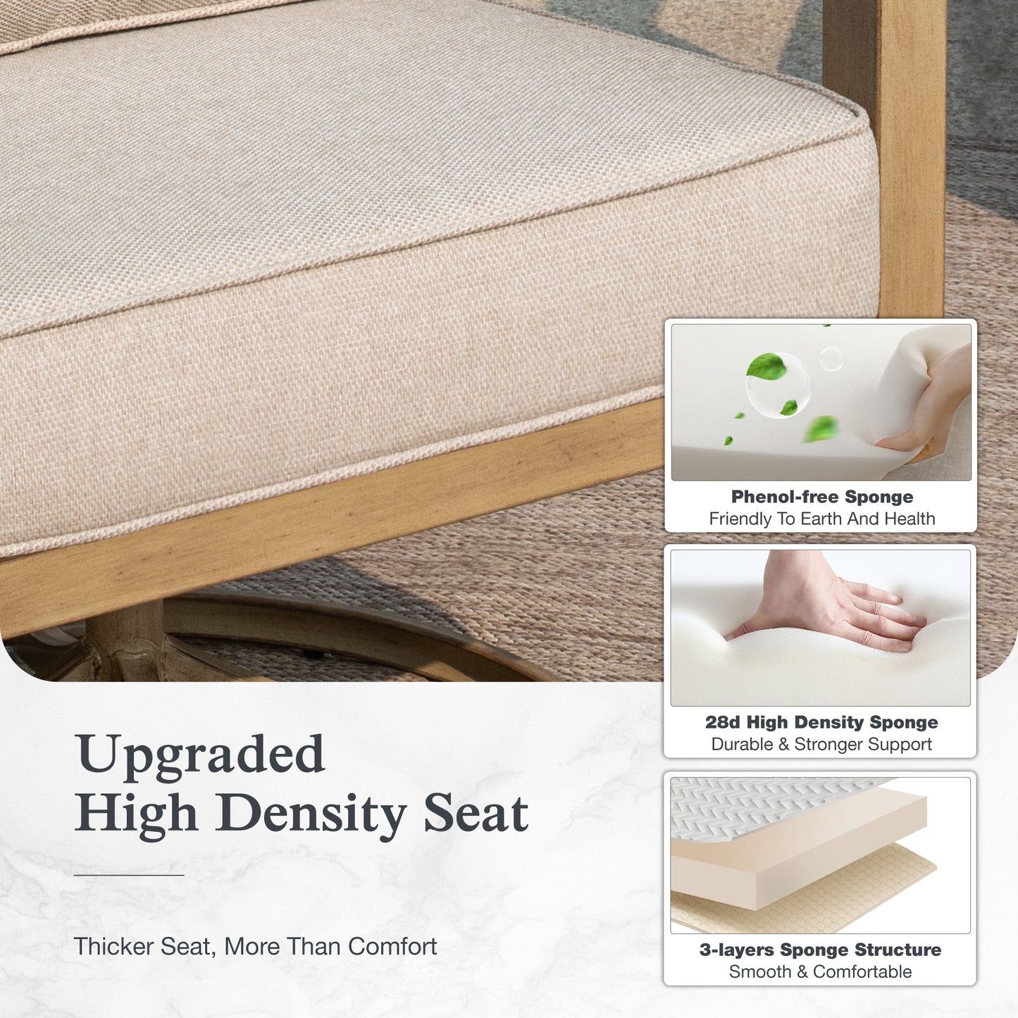 Sophia & William 7 Seat Patio Outdoor Furniture Set Wooden-like Conversation Set with Chairs & Detachable Coffee Table, Beige