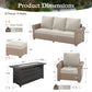 Sophia & William 8 Pieces Wicker Patio Furniture Set 9-Seat Outdoor Cushioned Conversation Set with Fire Pit Table, Beige