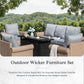 Sophia & William 5 Pieces Wicker Patio Furniture Set 7-Seat Outdoor Conversation Set with Cushions, Gray