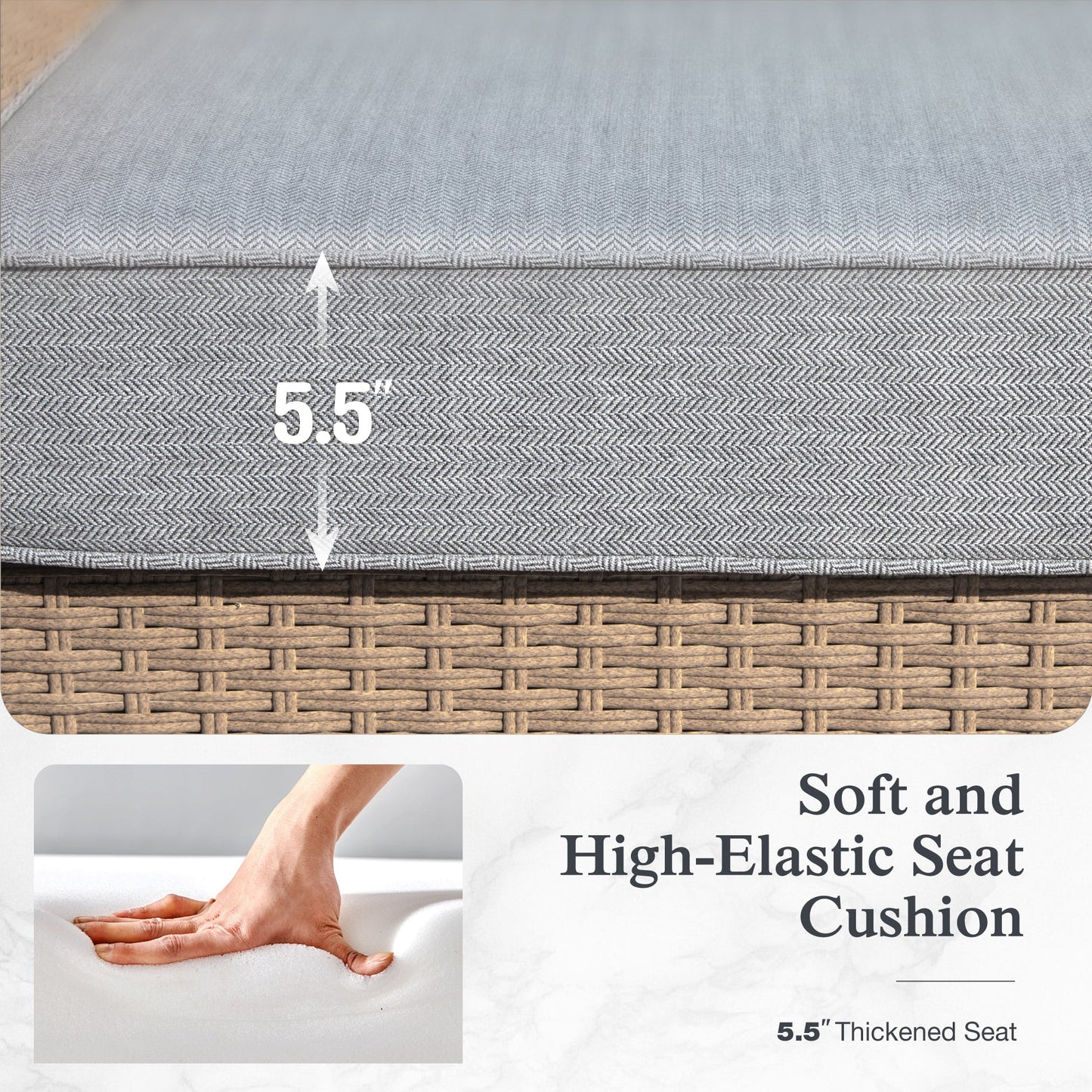 Sophia & William 6 Pieces Wicker Patio Furniture Set 5-Seat Outdoor Cushioned Conversation Set with Coffe Table, Yellow & Gray