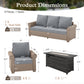 Sophia & William 6 Pieces Wicker Patio Furniture Set 7-Seat Outdoor Cushioned Conversation Set with Fire Pit Table, Gray