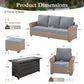 Sophia & William 8 Pieces Wicker Patio Furniture Set 9-Seat Outdoor Cushioned Conversation Set with Fire Pit Table, Gray