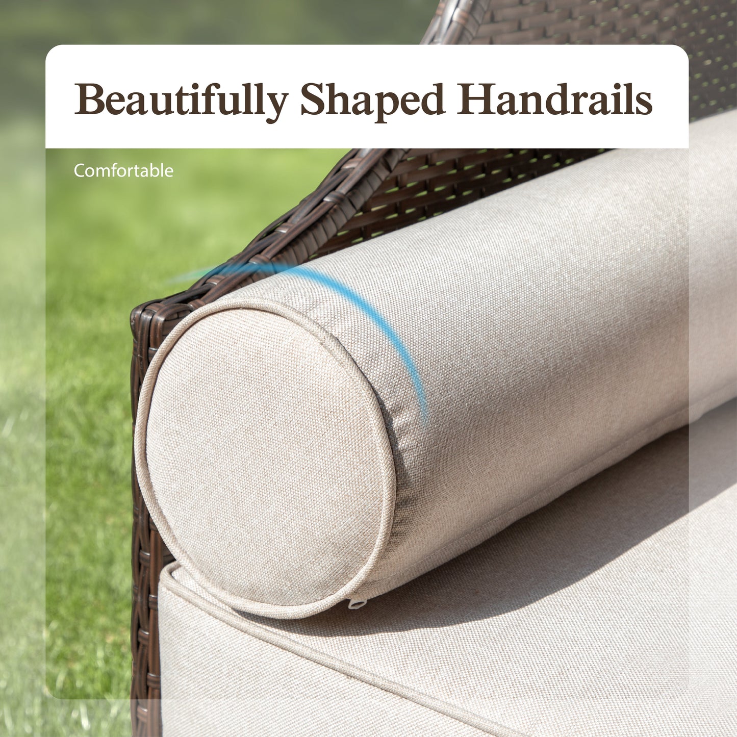 Sophia & William Outdoor Patio Oversized Rattan Wicker Egg Chair with Cushion, Brown & Beige