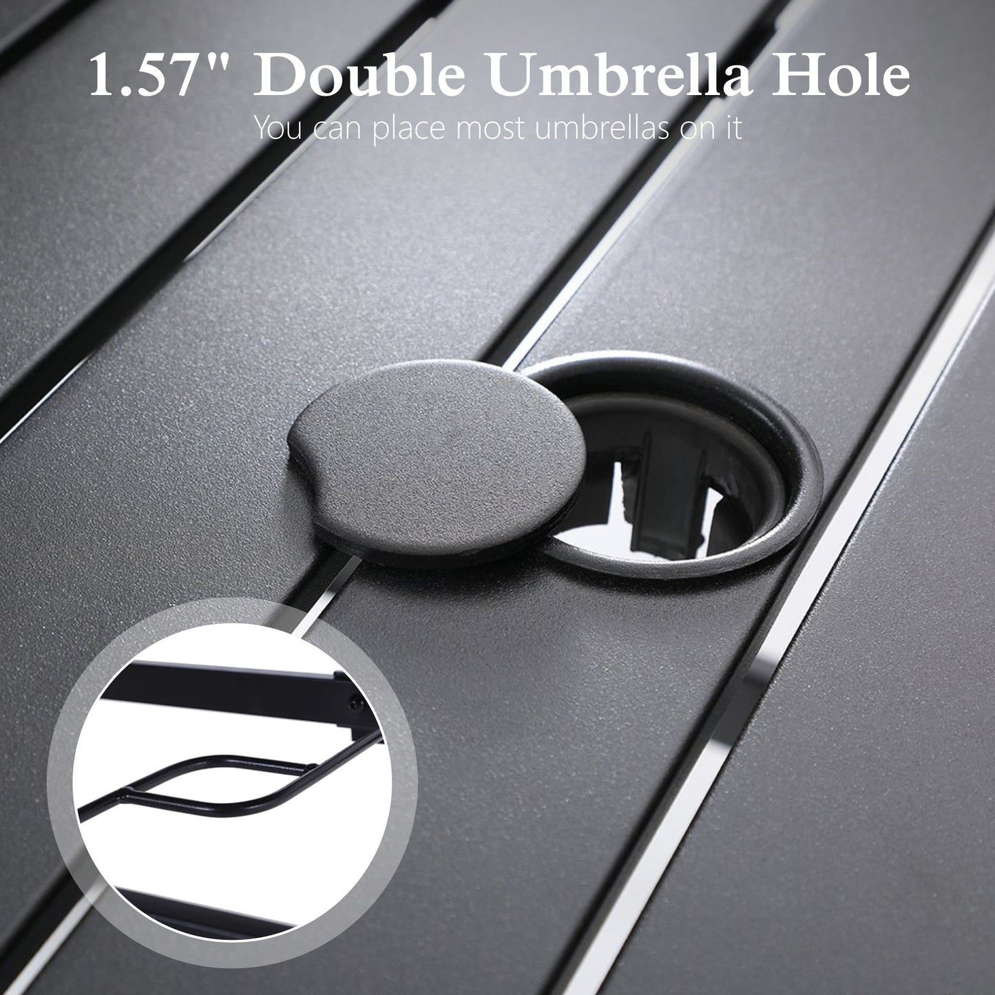 Alpha Joy 6-Piece Outdoor Patio Dining Set with 9ft Umbrella, Rattan Chairs & Square Table Set for 4, Navy Umbrella