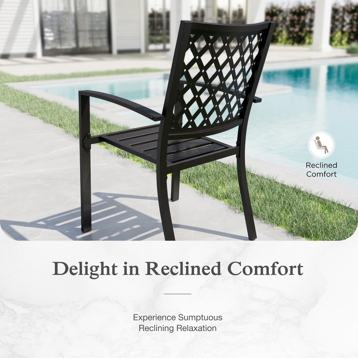 Sophia & William 7 Piece Outdoor Patio Dining Sets Metal 54inch Round Table and Stackable Stackable Chairs Set for 6