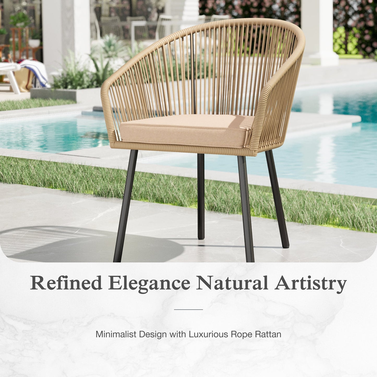 Sophia & William 4 Pieces Wicker Rattan Metal Outdoor Patio Dining Chairs, Black Placer Gold