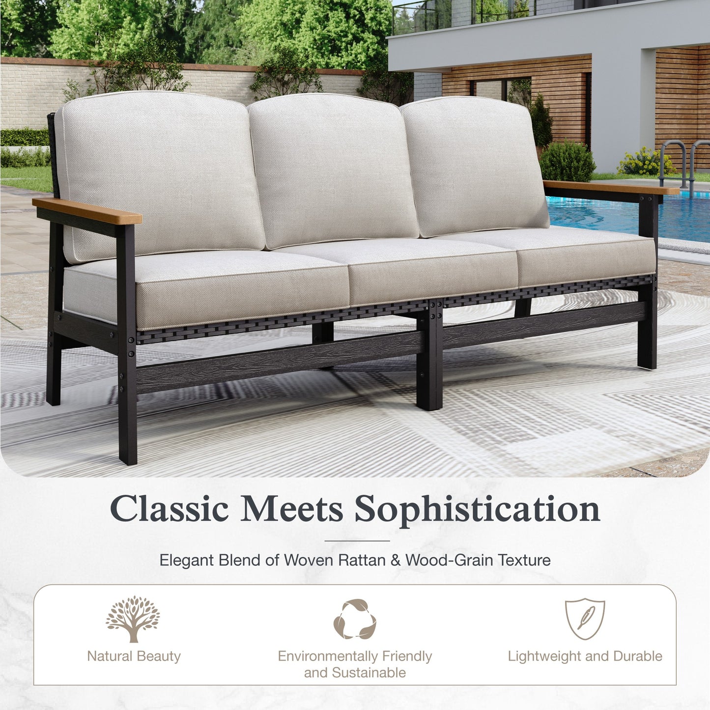 Sophia & William 4 Pieces Outdoor Patio Furniture Set All-Weather Wicker Conversation Set