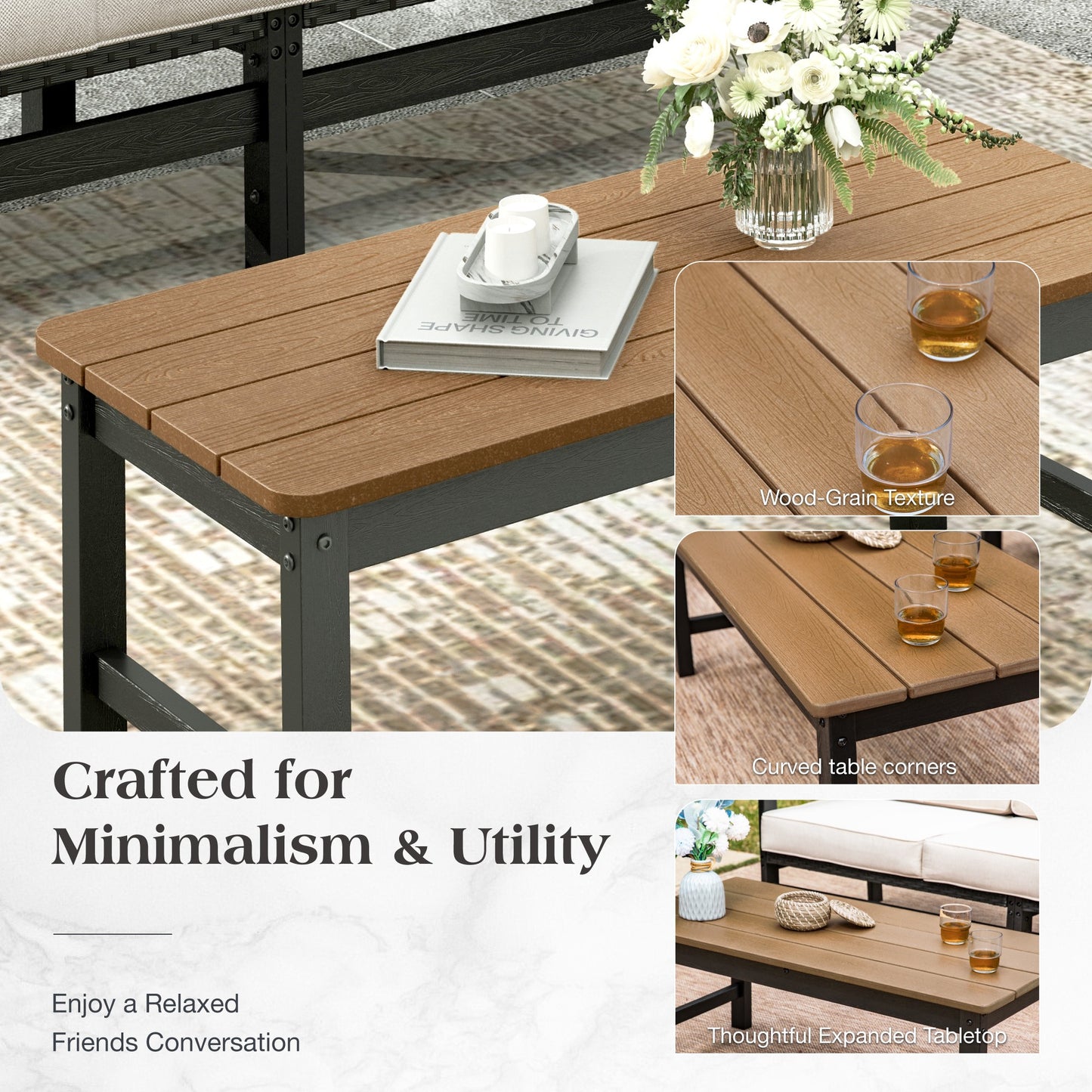 Sophia & William 4 Pieces Outdoor Patio Furniture Set All-Weather Wicker Conversation Set